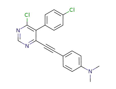 Molecular Structure of 926008-68-6 (Benzenamine,
4-[2-[6-chloro-5-(4-chlorophenyl)-4-pyrimidinyl]ethynyl]-N,N-dimethyl-)