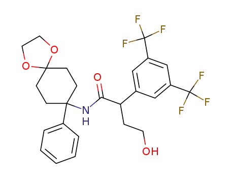 2-(3,5-bis-trifluoromethyl-phenyl)-4-hydroxy-<i>N</i>-(8-phenyl-1,4-dioxa-spiro[4.5]dec-8-yl)-butyramide