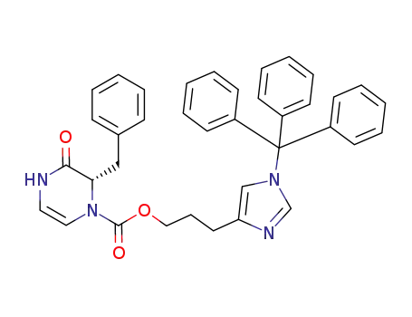 1(2H)-Pyrazinecarboxylic acid, 3,4-dihydro-3-oxo-2-(phenylmethyl)-,
3-[1-(triphenylmethyl)-1H-imidazol-4-yl]propyl ester, (2S)-
