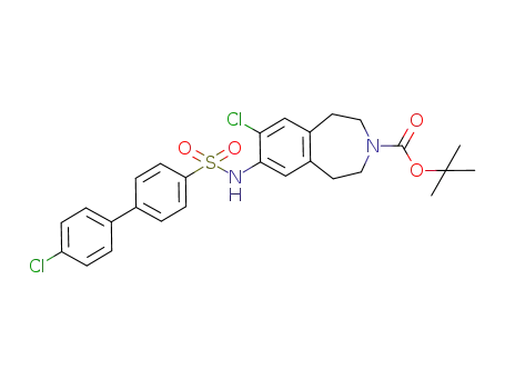 Molecular Structure of 956140-28-6 (7-chloro-8-(4'-chloro-biphenyl-4-sulfonylamino)-1,2,4,5-tetrahydro-benzo[<i>d</i>]azepine-3-carboxylic acid <i>tert</i>-butyl ester)