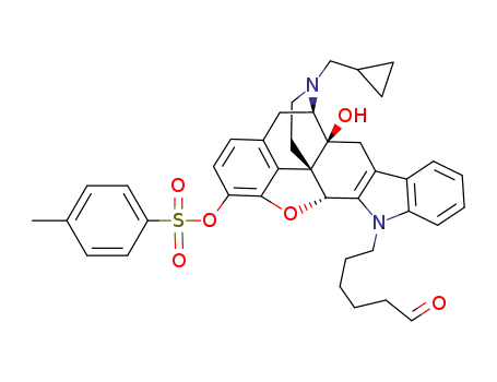 17-(cyclopropylmethyl)-6,7-didehydro-4,5α-epoxy-3-(p-tosyloxy)-14-hydroxy-1'-(5''-formylpentyl)indolo[6,7:2',3']morphinan