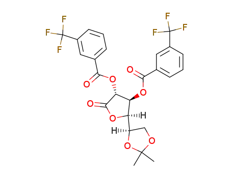 Molecular Structure of 905708-57-8 (5,6-di-O-isopropylidene-2,3-di-O-[3-(trifluoromethyl)benzoyl]-D-glucono-1,4-lactone)
