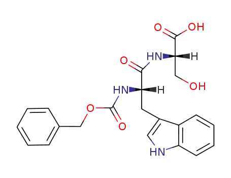 Molecular Structure of 20695-98-1 ((2S)-2-{[(2S)-2-{[(benzyloxy)carbonyl]amino}-3-(1H-indol-3-yl)propanoyl]amino}-3-hydroxypropanoic acid)