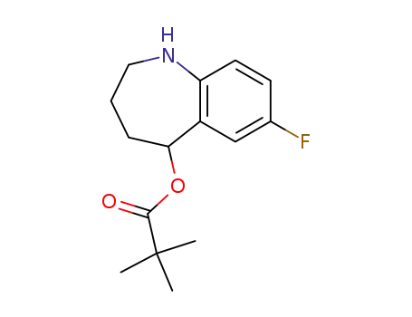 Molecular Structure of 863762-12-3 (2,2-dimethylpropionic acid 7-fluoro-2,3,4,5-tetrahydro-1H-benzo[b]azepin-5-yl ester)