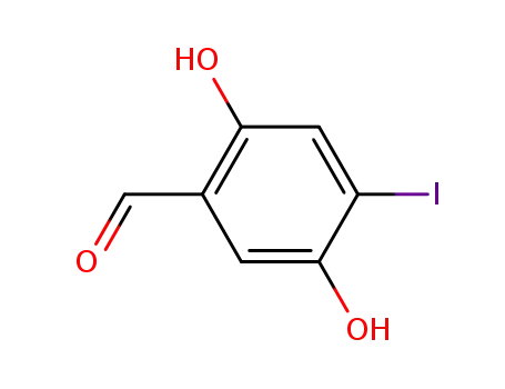 Molecular Structure of 879898-76-7 (Benzaldehyde, 2,5-dihydroxy-4-iodo-)