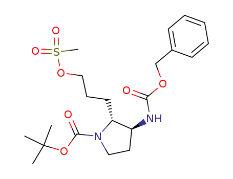 1-Pyrrolidinecarboxylic acid,
2-[3-[(methylsulfonyl)oxy]propyl]-3-[[(phenylmethoxy)carbonyl]amino]-,
1,1-dimethylethyl ester, (2R,3S)-