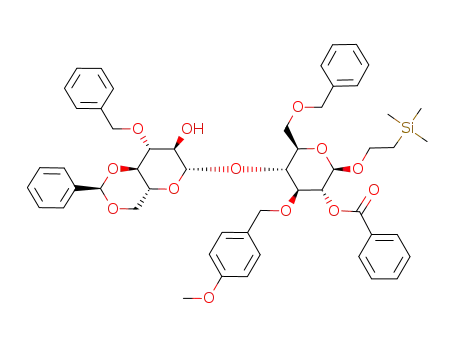 2-(trimethylsilyl)ethyl 4,6-O-benzylidene-3-O-benzyl-β-D-glucopyranosyl-(1->4)-2-O-benzoyl-6-O-benzyl-3-O-p-methoxybenzoyl-β-D-glucopyranoside
