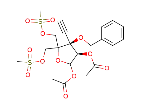 1,2-di-O-acetyl-3-O-benzyl-3-C-ethynyl-4-C-(methanesulfonyloxy)methyl-5-O-methanesulfonyl-D-erythro-pentofuranose