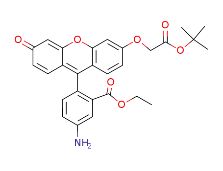 Molecular Structure of 886053-22-1 (Benzoic acid,
5-amino-2-[6-[2-(1,1-dimethylethoxy)-2-oxoethoxy]-3-oxo-3H-xanthen-9-
yl]-, ethyl ester)