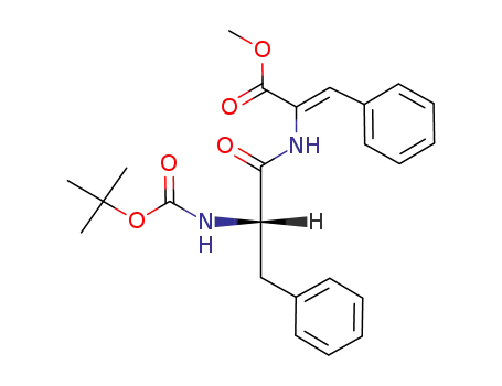 Molecular Structure of 97512-72-6 (methyl (Z)-2-({(2S)-2-[(tert-butoxycarbonyl)amino]-3-phenylpropanoyl}-amino)-3-phenyl-2-propenoate)