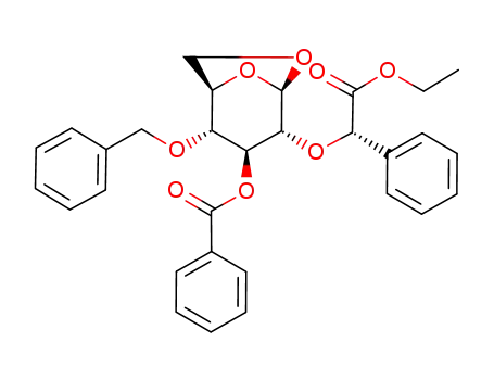 1,6-anhydro-3-O-benzoyl-4-O-benzyl-2-O-[(S)-ethoxycarbonylbenzyl]-β-D-glucopyranose