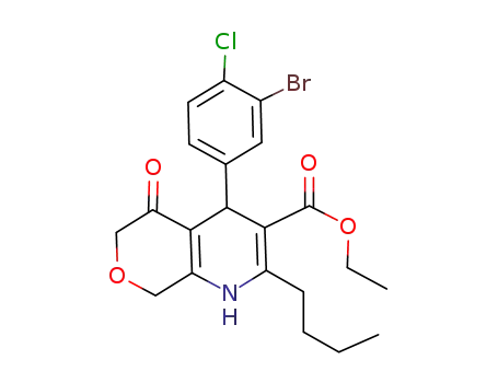 4-(3-bromo-4-chloro-phenyl)-2-butyl-5-oxo-4,5,6,8-tetrahydro-1<i>H</i>-pyrano[3,4-<i>b</i>]pyridine-3-carboxylic acid ethyl ester