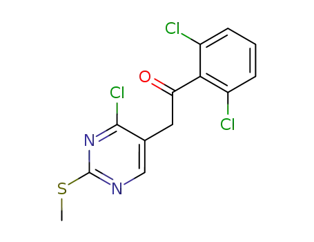 Molecular Structure of 909095-75-6 (2-(4-chloro-2-methylsulfanylpyrimidin-5-yl)-1-(2,6-dichlorophenyl)ethanone)