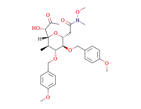 2-[(2R,3R,4R,5R,6R)-6-((S)-1-Hydroxy-2-oxo-propyl)-3,4-bis-(4-methoxy-benzyloxy)-5-methyl-tetrahydro-pyran-2-yl]-N-methoxy-N-methyl-acetamide
