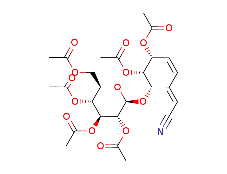 Molecular Structure of 84799-67-7 (hexaacetate of (Z)-6α-(β-D-glucosyloxy)-4α,5α-dihydroxy-2-cyclohexene-Δ<sup>1,α</sup>-acetonitrile)