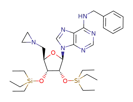 N<sub>6</sub>-benzyl-5'-aziridino-5'-deoxy-2',3'-bis(O-triethylsilyl)adenosine