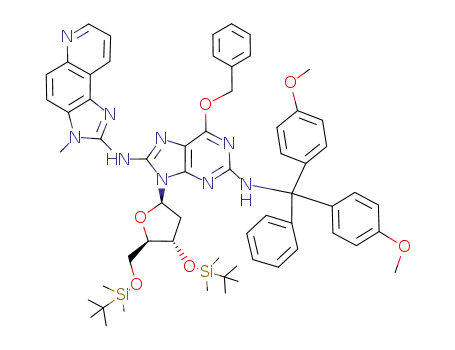 6-benzyloxy-<i>N</i><sup>2</sup>-[bis-(4-methoxy-phenyl)-phenyl-methyl]-9-[4-(<i>tert</i>-butyl-dimethyl-silanyloxy)-5-(<i>tert</i>-butyl-dimethyl-silanyloxymethyl)-tetrahydro-furan-2-yl]-<i>N</i><sup>8</sup>-(3-methyl-3<i>H</i>-imidazo[4,5-<i>f</i>]quinolin-2-yl)-9<i>H</i>-purine-2,8-diamine