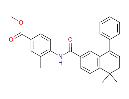 Molecular Structure of 166977-82-8 (Benzoic acid,
4-[[(5,6-dihydro-5,5-dimethyl-8-phenyl-2-naphthalenyl)carbonyl]amino]-3
-methyl-, methyl ester)