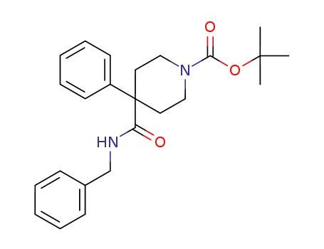 Molecular Structure of 619280-93-2 (1-Piperidinecarboxylic acid,
4-phenyl-4-[[(phenylmethyl)amino]carbonyl]-, 1,1-dimethylethyl ester)