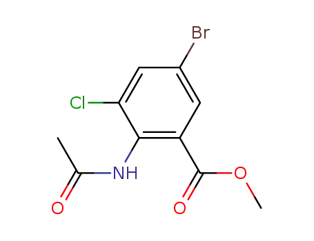 Molecular Structure of 102539-45-7 (Benzoic acid, 2-(acetylamino)-5-bromo-3-chloro-, methyl ester)