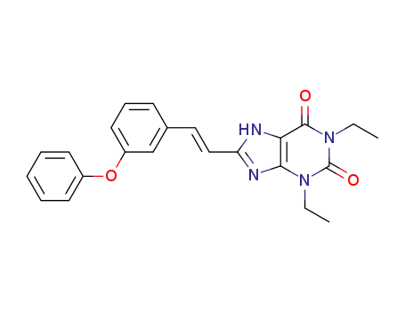 Molecular Structure of 155814-35-0 (1,3-diethyl-8-[(E)-2-(3-phenoxyphenyl)ethenyl]-3,7-dihydro-1H-purine-2,6-dione)