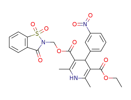 3,5-Pyridinedicarboxylic acid,
1,4-dihydro-2,6-dimethyl-4-(3-nitrophenyl)-,
(1,1-dioxido-3-oxo-1,2-benzisothiazol-2(3H)-yl)methyl ethyl ester