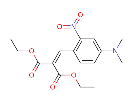 Molecular Structure of 93836-01-2 (Propanedioic acid, [[4-(dimethylamino)-2-nitrophenyl]methylene]-,
diethyl ester)