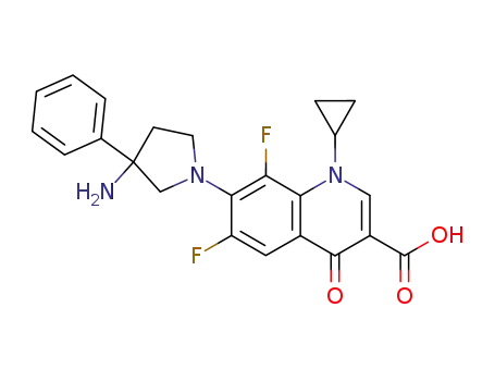 Molecular Structure of 116169-42-7 (3-Quinolinecarboxylic acid, 1,4-dihydro-7-(3-amino-3-phenyl-1-pyrrolid inyl)-1-cyclopropyl-6,8-difluoro-4-oxo-)