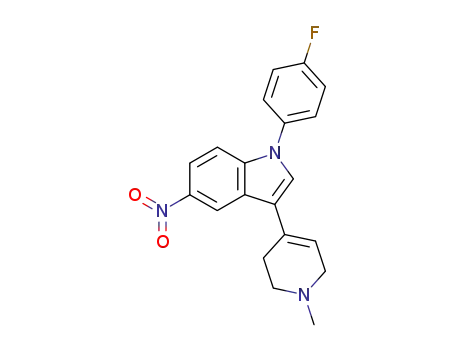 Molecular Structure of 106515-92-8 (1-(4-fluorophenyl)-3-(1-methyl-1,2,3,6-tetrahydropyridin-4-yl)-5-nitro-1H-indole)