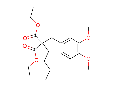 Molecular Structure of 53979-23-0 (Propanedioic acid, butyl[(3,4-dimethoxyphenyl)methyl]-, diethyl ester)
