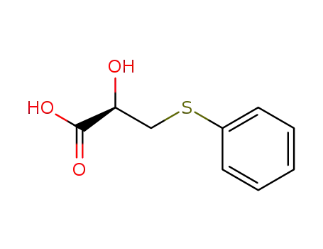 Molecular Structure of 83023-81-8 (Propanoic acid, 2-hydroxy-3-(phenylthio)-, (R)-)