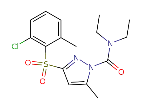 Molecular Structure of 143532-30-3 (1H-Pyrazole-1-carboxamide,
3-[(2-chloro-6-methylphenyl)sulfonyl]-N,N-diethyl-5-methyl-)