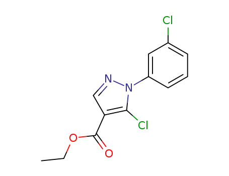 Molecular Structure of 98534-74-8 (Ethyl 5-chloro-1-(3-chlorophenyl)-1H-pyrazole-4-carboxylate)