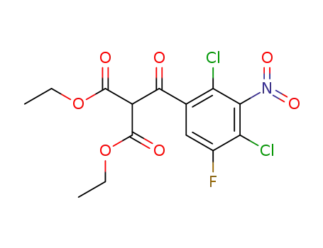 Molecular Structure of 106809-16-9 (Propanedioic acid, (2,4-dichloro-5-fluoro-3-nitrobenzoyl)-, diethyl ester)