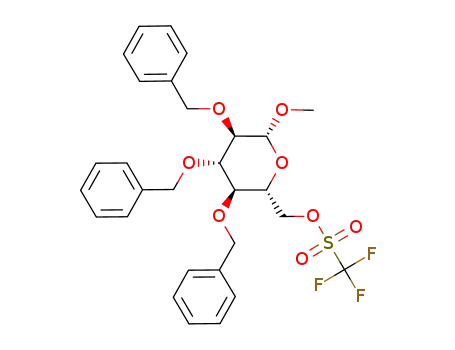 Molecular Structure of 164026-05-5 (methyl 2,3,4-tri-O-benzyl-6-O-trifluoromethylsulfonyl-β-D-glucopyranoside)