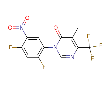 Molecular Structure of 153577-85-6 (3-(2,4-difluoro-5-nitrophenyl)-5-methyl-6-trifluoromethylpyrimidine-4-one)