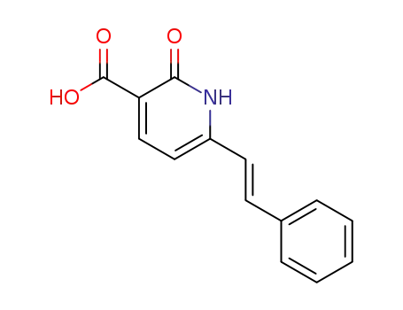 Molecular Structure of 88252-06-6 (3-Pyridinecarboxylic acid, 1,2-dihydro-2-oxo-6-(2-phenylethenyl)-, (E)-)