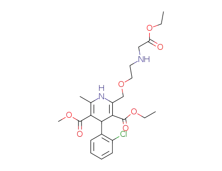 Molecular Structure of 88150-57-6 (3,5-Pyridinedicarboxylic acid,
4-(2-chlorophenyl)-2-[[2-[(2-ethoxy-2-oxoethyl)amino]ethoxy]methyl]-1,4-
dihydro-6-methyl-, 3-ethyl 6-methyl ester)