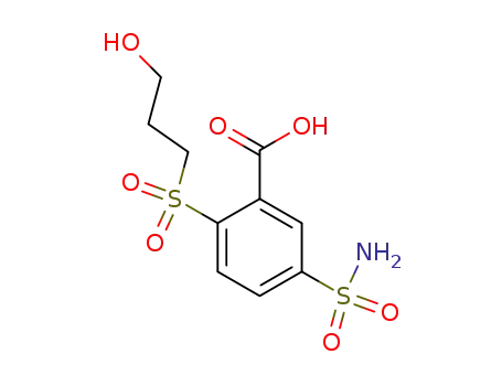 Molecular Structure of 108966-68-3 (5-(aminosulfonyl)-2-[(3-hydroxypropyl)sulfonyl]Benzoic acid)