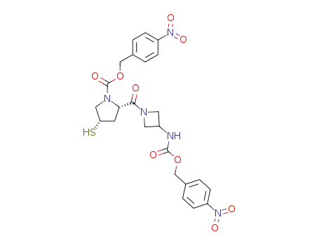 Molecular Structure of 153836-28-3 (1-Pyrrolidinecarboxylic acid,
4-mercapto-2-[[3-[[[(4-nitrophenyl)methoxy]carbonyl]amino]-1-azetidinyl]
carbonyl]-, (4-nitrophenyl)methyl ester, (2S,4S)-)