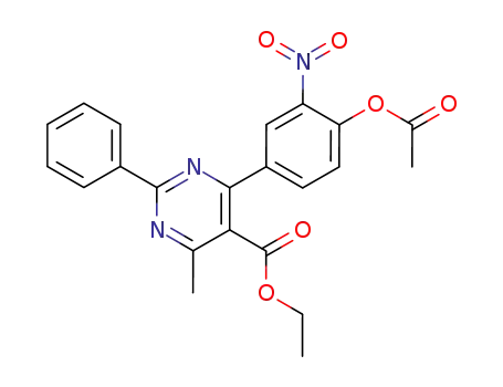 Molecular Structure of 103293-89-6 (5-Pyrimidinecarboxylic acid,
4-[4-(acetyloxy)-3-nitrophenyl]-6-methyl-2-phenyl-, ethyl ester)