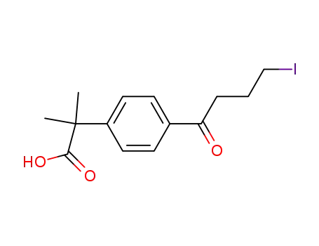 Molecular Structure of 162096-55-1 (4-(4-iodo-1-oxobutyl)-α,α-dimethylphenylacetic acid)