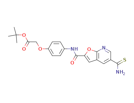 Molecular Structure of 174775-41-8 (t-butyl 4-(5-thiocarbamoylfuro[2,3-b]pyridine-2-carbonylamino)phenoxyacetate)