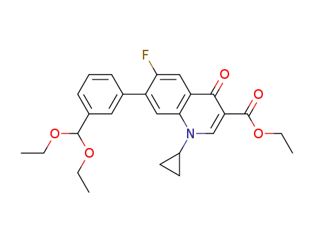 Molecular Structure of 179942-61-1 (ethyl 1-cyclopropyl-7-(3-diethoxymethyl-phenyl)-6-fluoro-1,4-dihydro-4-oxo-quinoline-3-carboxylate)