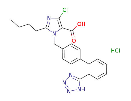 2-butyl-4-chloro-1-[(2'-(1H-tetrazol-5-yl)biphenyl-4-yl)methyl]-imidazole-5-carboxylic acid hydrochloride