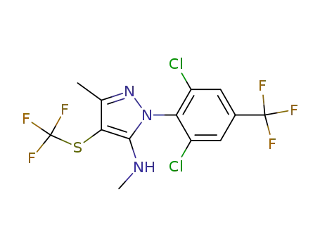 Molecular Structure of 106259-78-3 (1H-Pyrazol-5-amine,
1-[2,6-dichloro-4-(trifluoromethyl)phenyl]-N,3-dimethyl-4-[(trifluoromethyl
)thio]-)