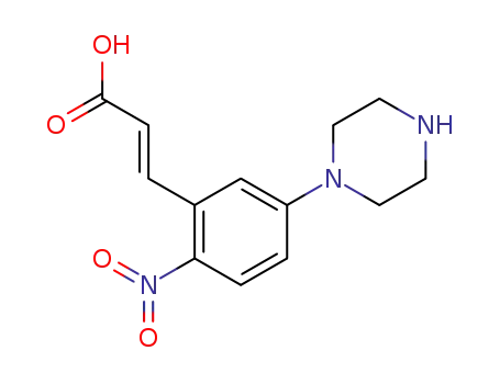 Molecular Structure of 81840-05-3 (2-Nitro-5-(1-piperazinyl)cinnamic acid)