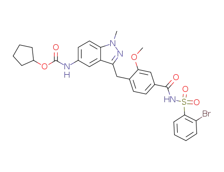 {3-[4-(2-Bromo-benzenesulfonylaminocarbonyl)-2-methoxy-benzyl]-1-methyl-1H-indazol-5-yl}-carbamic acid cyclopentyl ester
