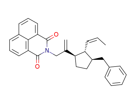 Molecular Structure of 131140-40-4 (2-{2-[(1R,2S,3R)-3-Benzyl-2-((Z)-propenyl)-cyclopentyl]-allyl}-benzo[de]isoquinoline-1,3-dione)
