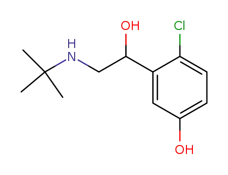 Molecular Structure of 58020-39-6 (Benzenemethanol,
2-chloro-a-[[(1,1-dimethylethyl)amino]methyl]-5-hydroxy-)